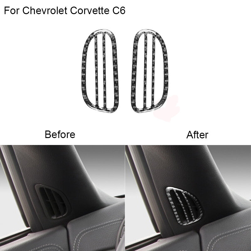 for Chevrolet for Corvette C6 2005-07 Carbon Fiber Demist Air Vent Outlet Cover Trim
