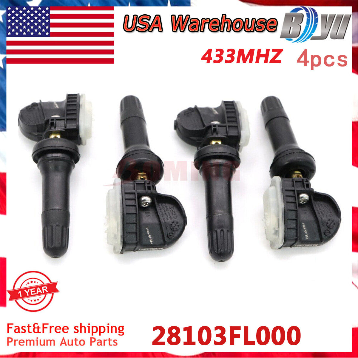 Set of (4) 28103FL000 NEW TPMS Tire Pressure Sensor for Subaru Impreza Crosstrek