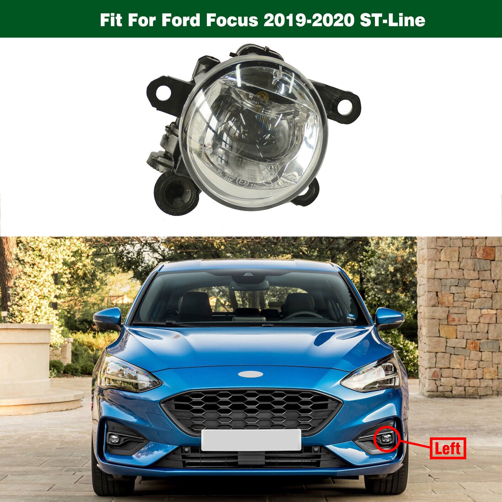 Left Clear LED Fog Light Bumper Driving Lamp for Ford Focus 2019-2020 ST-Line