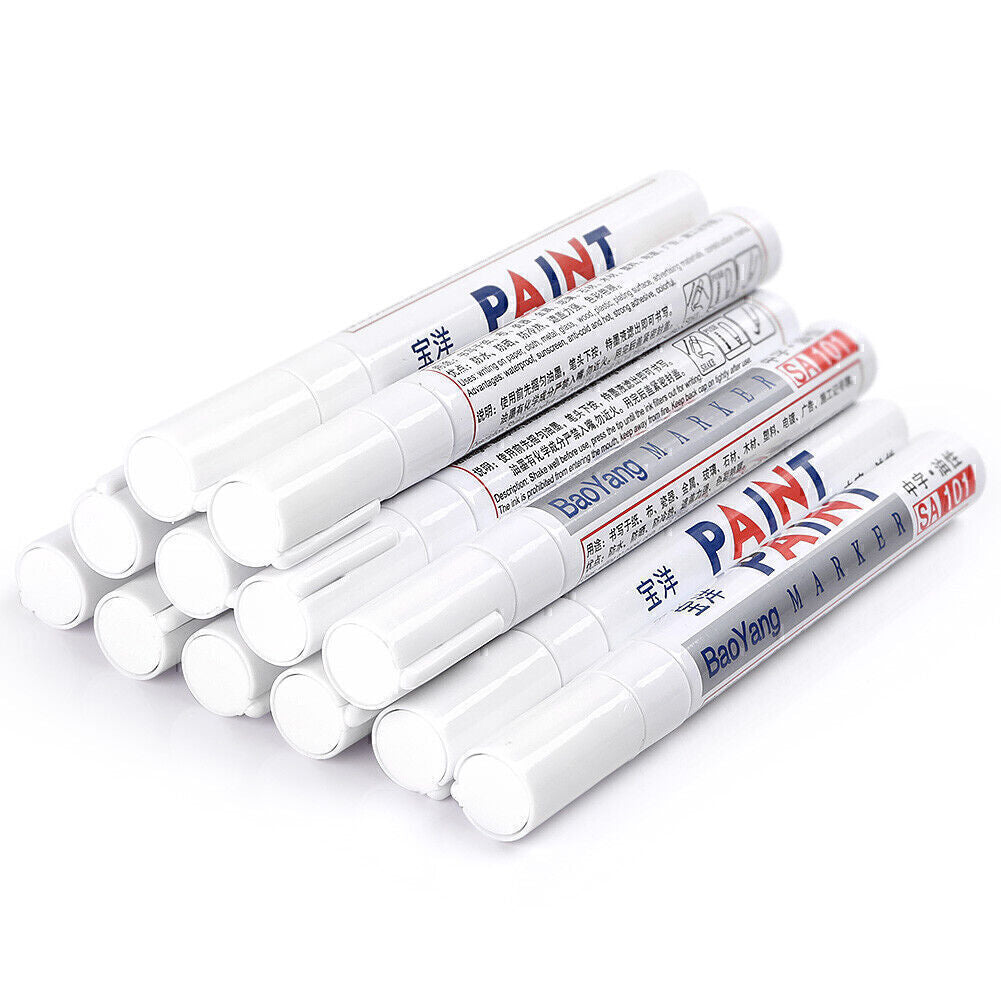 12-Piece Waterproof Permanent Paint Marker Pedal Pen Suitable for Car Tire Rubber