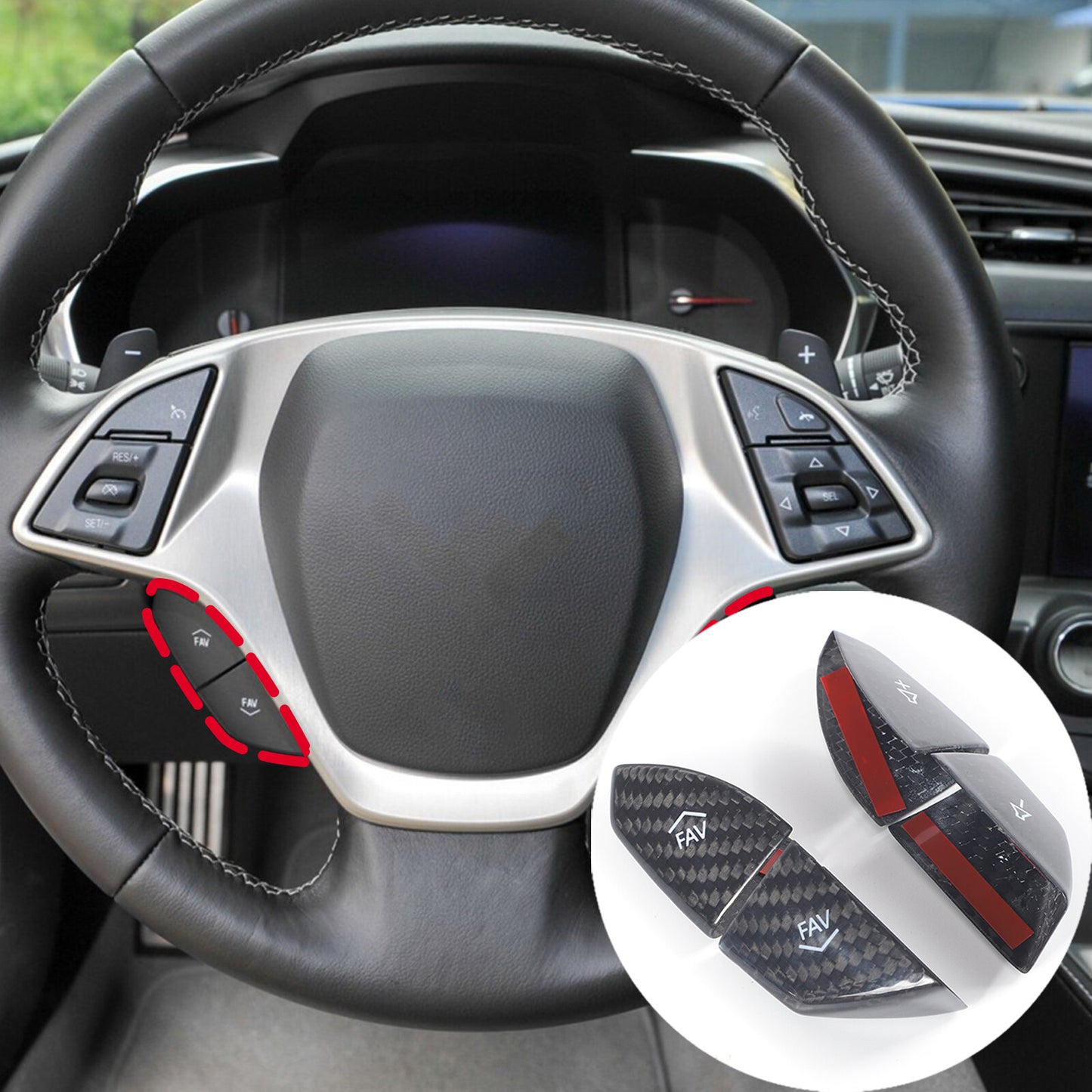 ABS red window lift button cover trim for Corvette C8 adjustable 2020-2023