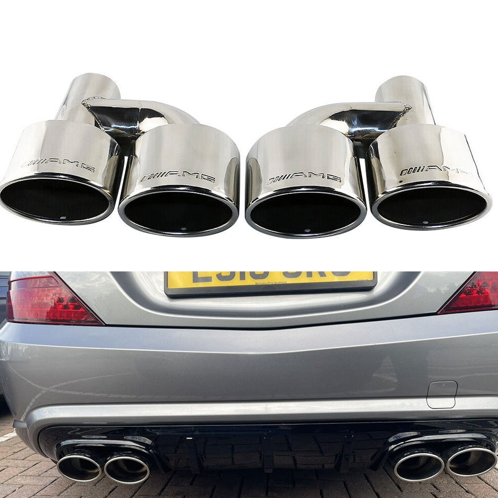 Pair Engraved AMG Oval Dual Exhaust Tips for Mercedes-Benz C-class Universal