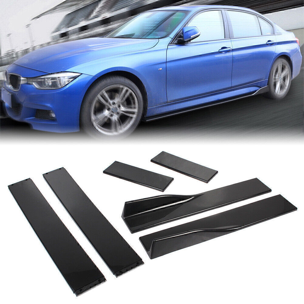 Fit Car Side Skirt Extension Rocker Panel Splitters Lip 2m/78.7 Black Universal