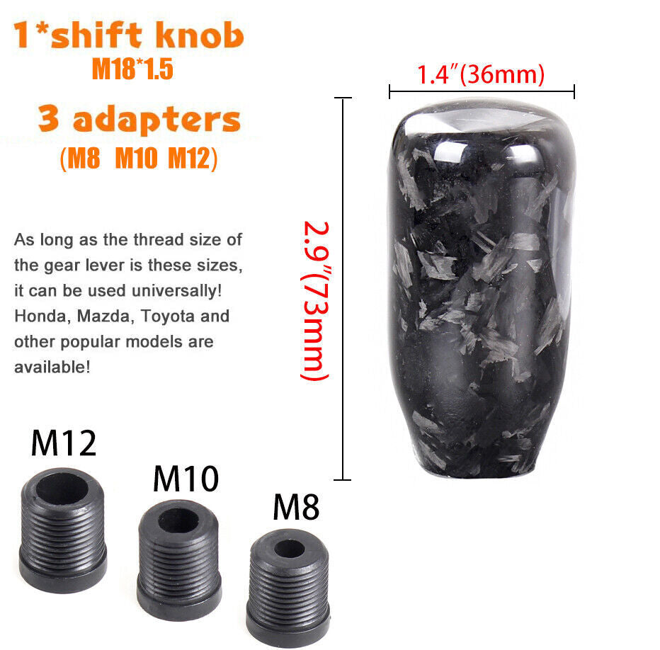 Black Forged Universal Carbon Fiber Manual Gear Shift Knob Lever Shifter