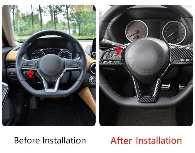 for Nissan Sentra 20-23 Carbon Fiber Inner Steering Wheel Button Frame Decor 3X