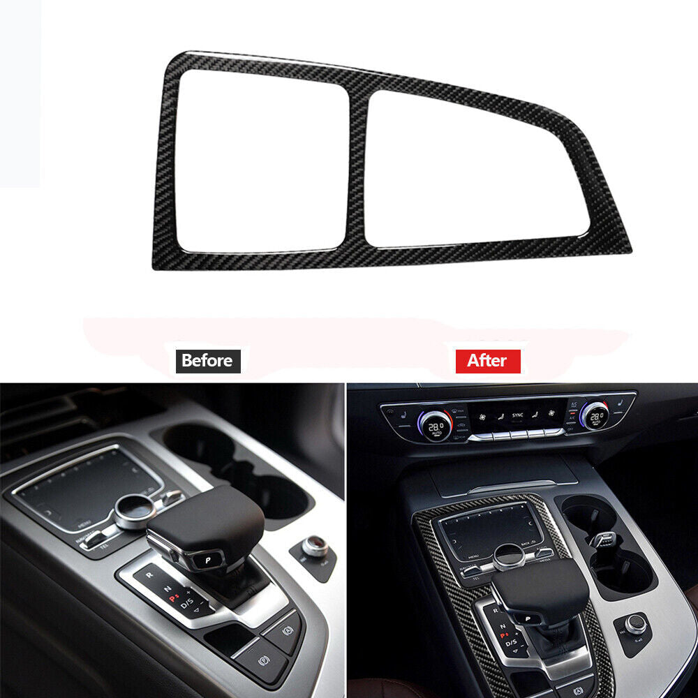 Carbon Fiber Interior Gear Shift Panel Trim Cover Sticker for Audi Q7 2016-2019