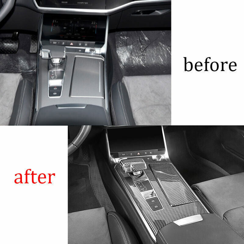 Fit for Audi A6 A7 2019-24 Carbon Fiber Central Console Gear Shift Panel Trim 2P
