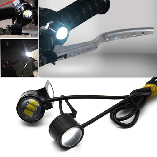 White Motorcycle Headlight Daytime Light Driving Fog Handlebar Spotlight LEDLamp