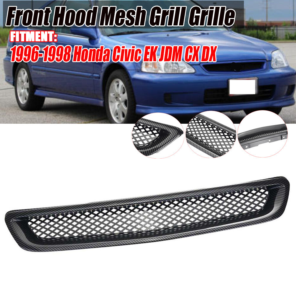 Carbon fiber mesh front grille grille for 1996-98 for Honda for Civic JDM CX DX