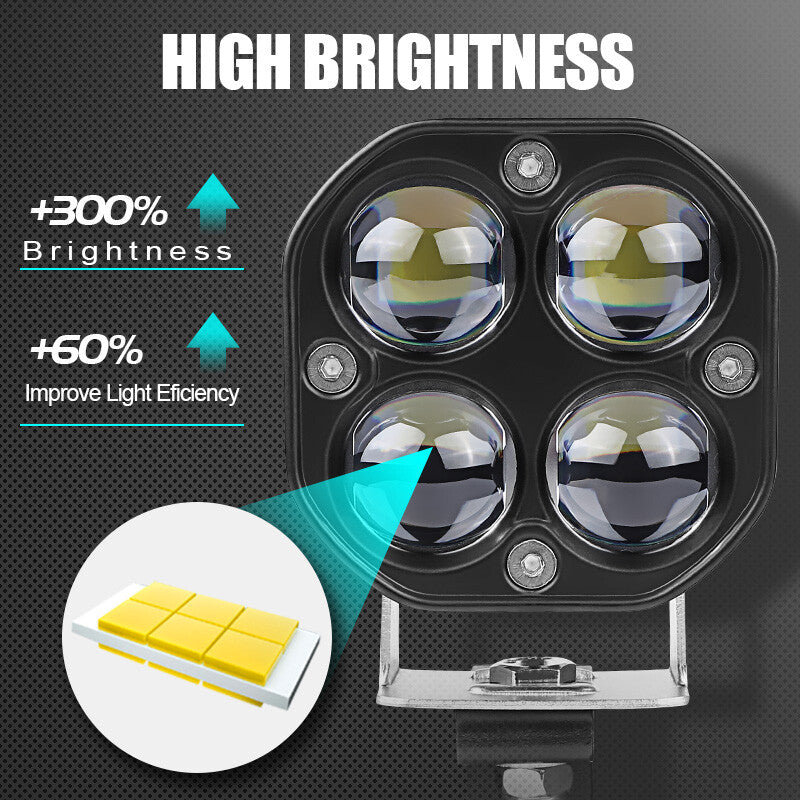 2x 60W LED Motorcycle Driving Fog Spot Light Auxiliary Lamp Hi/Lo Car Truck UTV