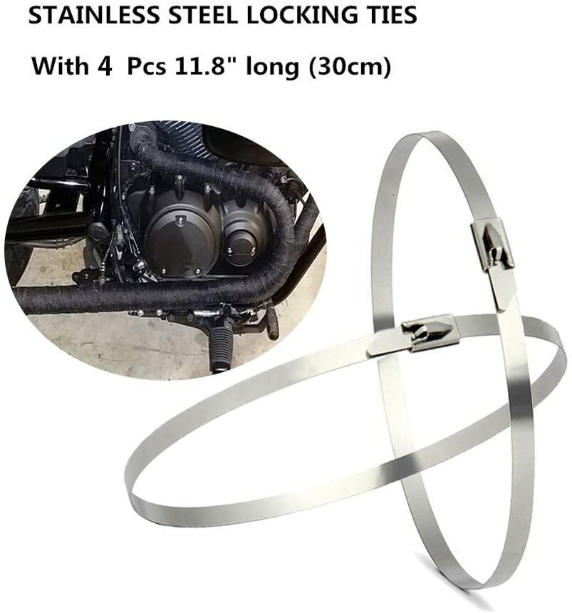 2-inch x 50-foot black connector manifold exhaust heat-wrapped hose tape + stainless steel tie