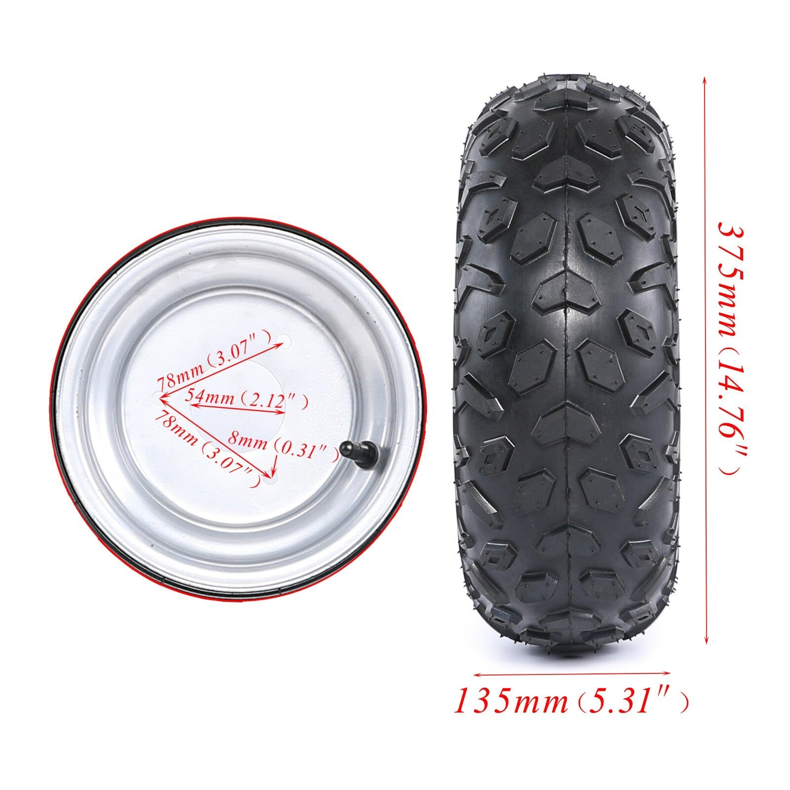 4 Pack 145/70-6 6 inch Front Rear Wheel Tyre Rim For ATV Quad Lawn Mower Go Kart
