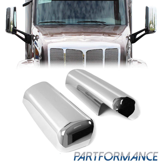 Replacement chrome door mirror covers (pair) LH + right grip, fits for Peterbilt 579 2013 - 2023