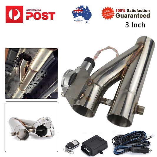 Universal SS 304 3 Electric Exhaust Valve Downpipe Catback Dual-Valve Remote
