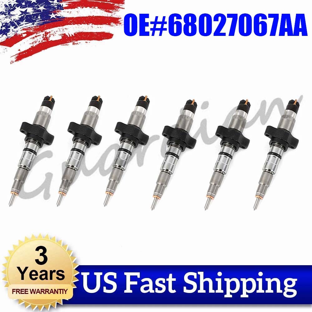 6-piece fuel injector 68027067AA suitable for Ram 2500 3500 6.7L, 2007-2012, 2008, 2009, 2010