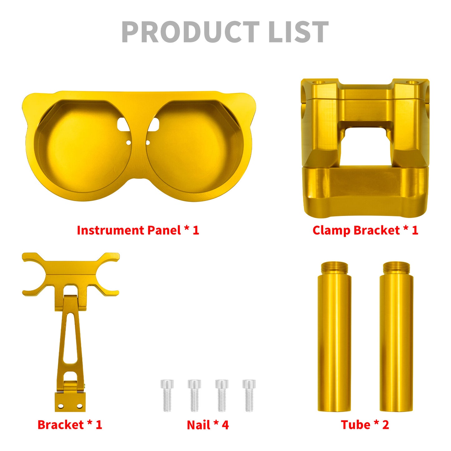 10 Gold Risers Clamp Gauge Housing for Harley 1.25 Handlebar Road Glide 15-23