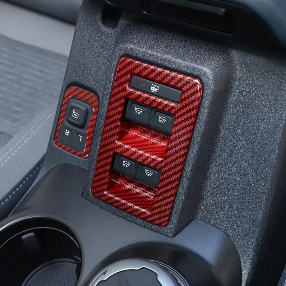 Suitable for 21-24 for Ford for Mustang 4-door red carbon fiber window switch button panel cover trim 2P