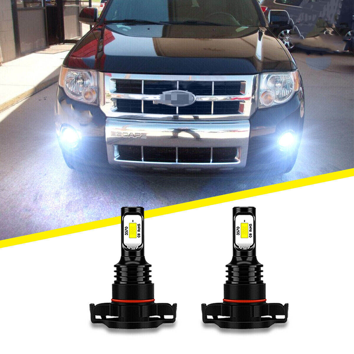 2x 6000K WHITE LED FOG LIGHT BULBS KIT for FORD ESCAPE 2008 2009 2010 2011 2012