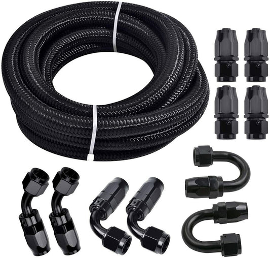 AN10 hose end fitting, stainless steel nylon braided oil fuel hose fitting