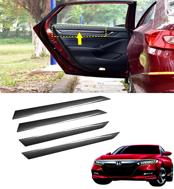 4pcs Carbon Fiber Black Door Panel Stripes Cover Trim for Honda Accord 2018-2020