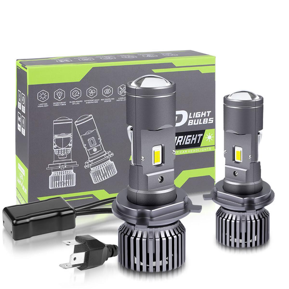 2X H4 for Mini Bi-LED Projector Lens 100W 50000LM Hi-Lo Bulb Headlight Retrofit 9003