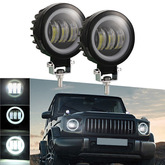 2x 4 Zoll LED Arbeitslichtleiste Rund 12V 24V Tragbare Scheinwerfer Motorrad Aus