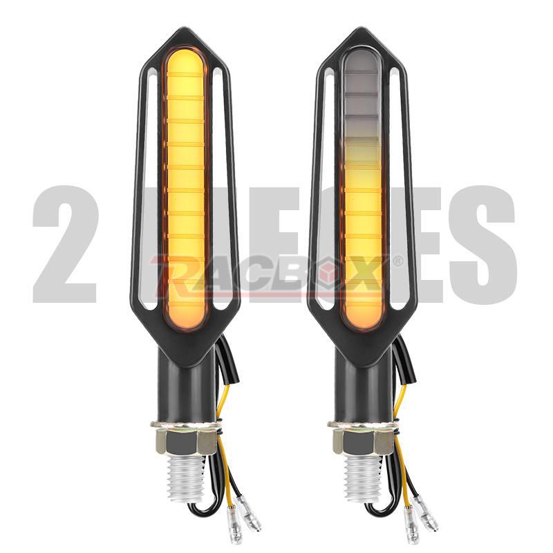 2X Motorcycle LED Turn Signals Light Flowing Sequential Amber Indicator Amber