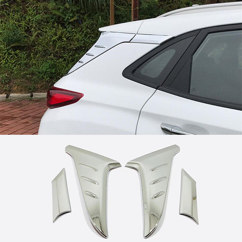 for Hyundai Kona 2018-2023 Chrome Rear Trunk Side Pillar Cover Spoiler Trim 4pcs