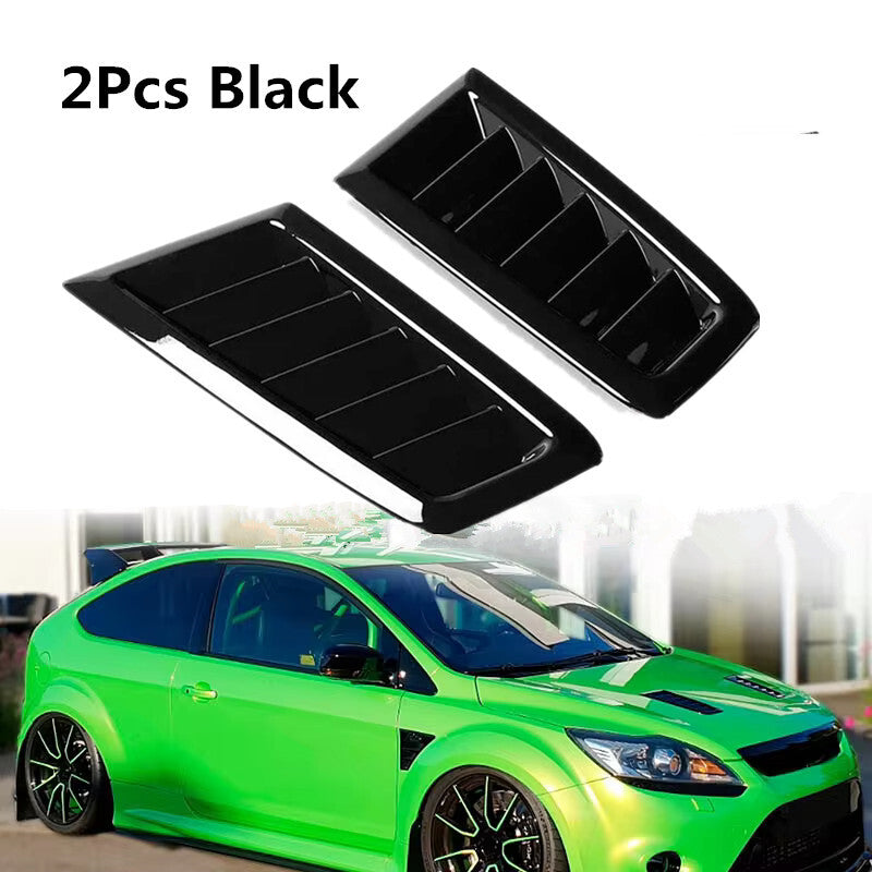 2x Universal Car Front Engine Vent Bonnet Air Vents Engine Hood Trim Cover Black