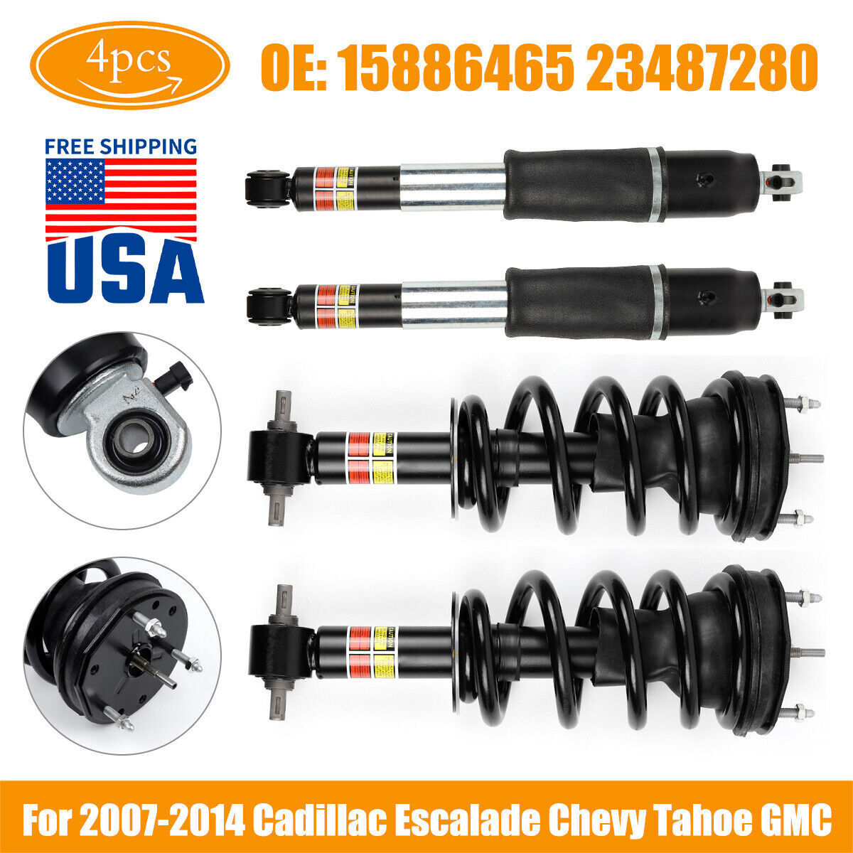 Pair Rear L & R Shock Absorber Struts Assys For 2013-20 for Lincoln MKZ Gas Electric