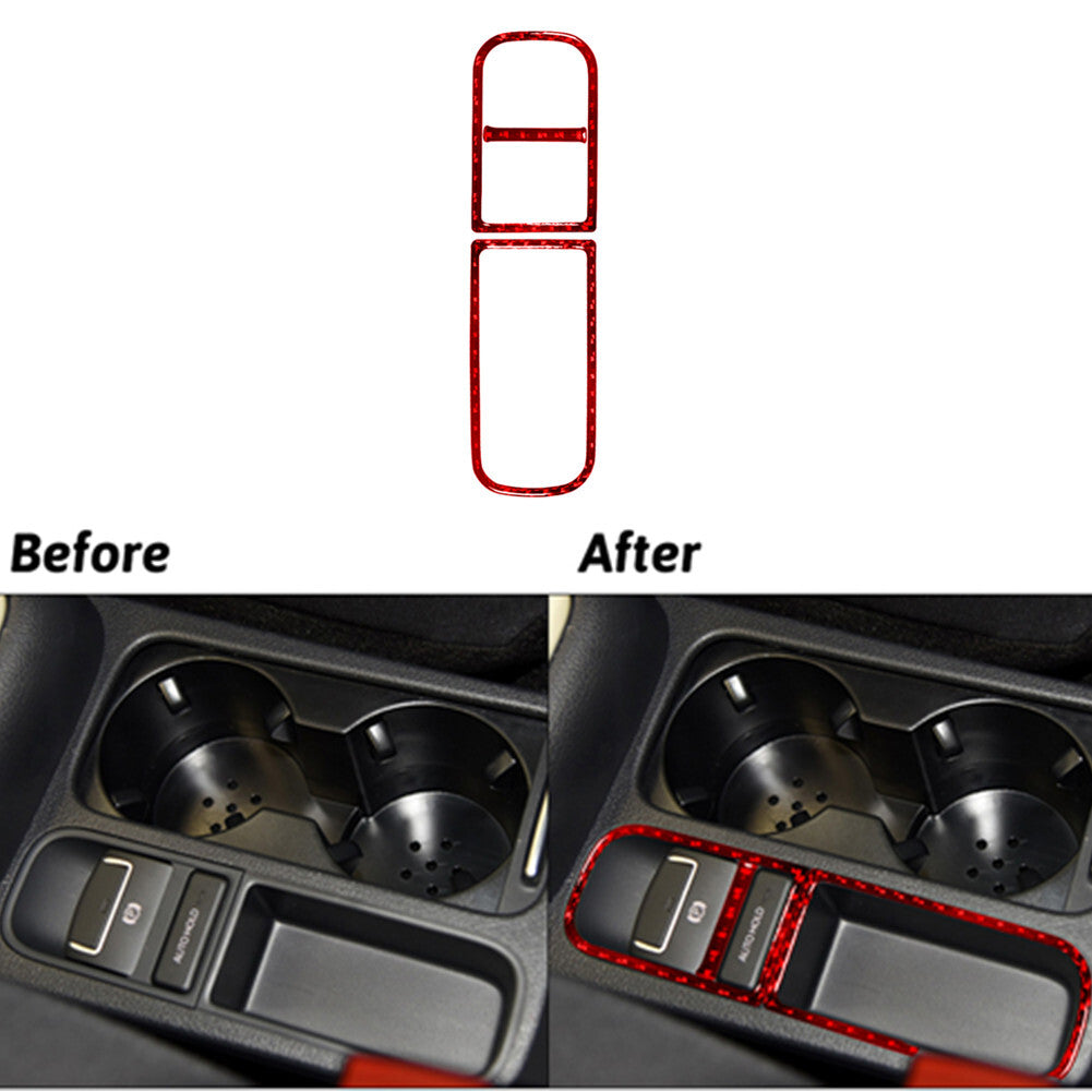 Red Carbon Fiber Center EPB Console Trim Panel for Volkswagen for Tiguan 2013-2017