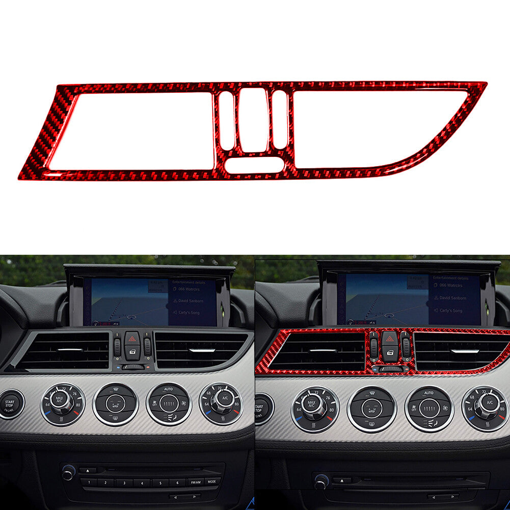Red Carbon Fiber Center Console Air Vent Outlet Trim for BMW Z4 E89 2009-2016