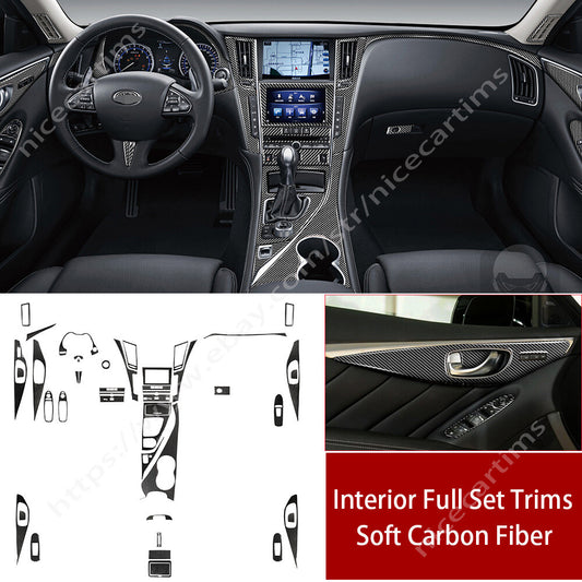 Carbon Fiber Interior Trim Full Set Decorative Cover for Infiniti Q50 Q60 2014+