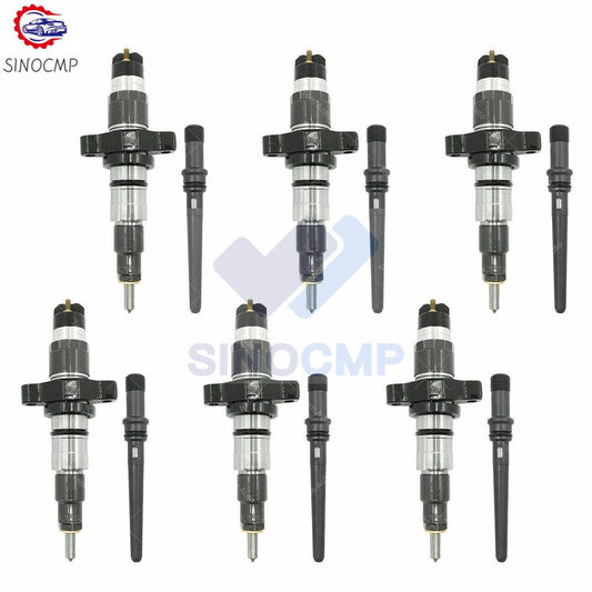 6x 0445120255 Diesel Injector w/ Connector Tube For 03-05 5.9L for Dodge for Ram