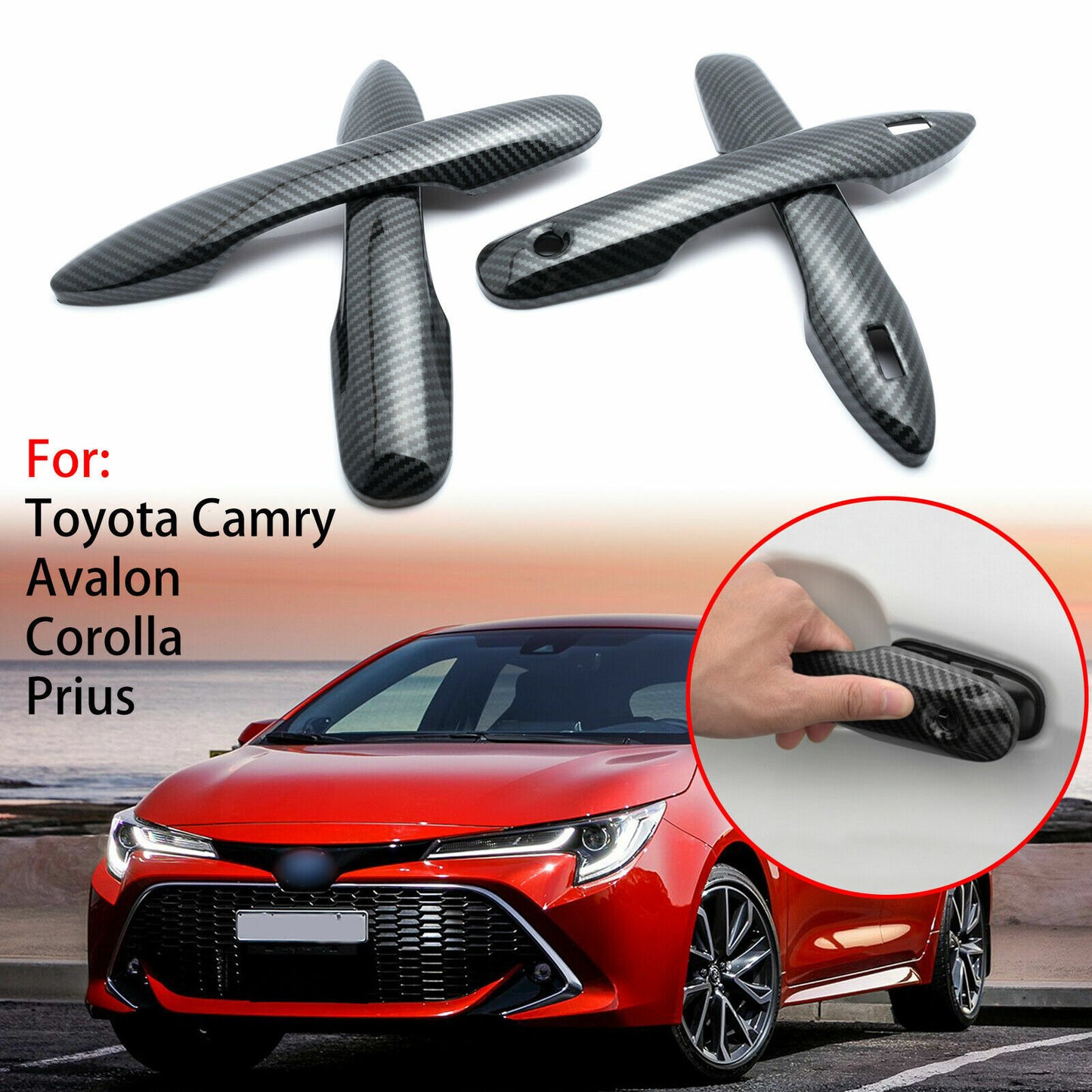 for Toyota for Camry 2018-2022 Door Handle Protector Carbon Fiber Style Trims