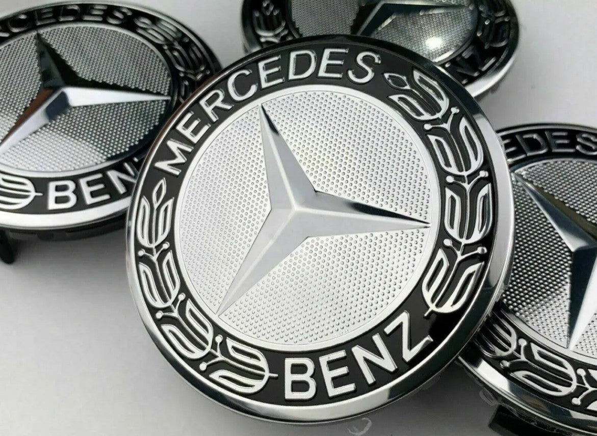 4pcs Alloy Wheel Centre Caps 75mm Badges Black Hub Emblem - SET