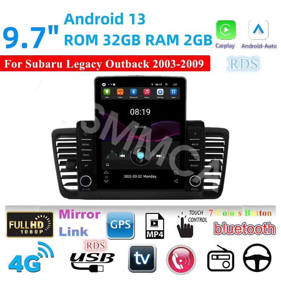 Car Stereo Radio GPS Navi BT For Carplay Fit for Subaru Legacy Outback 2003-2009
