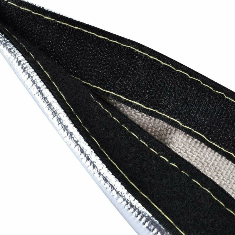 Heat shield, aluminum-coated tubing, flexible conduit, wire protection, 10-foot hook and loop.