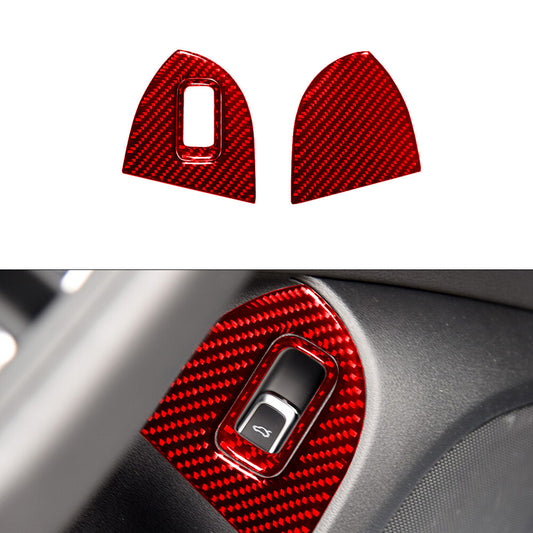 for Audi Q5 2009-017 Copilot Side Door Storage Trim Cover Decor Carbon Fiber Red