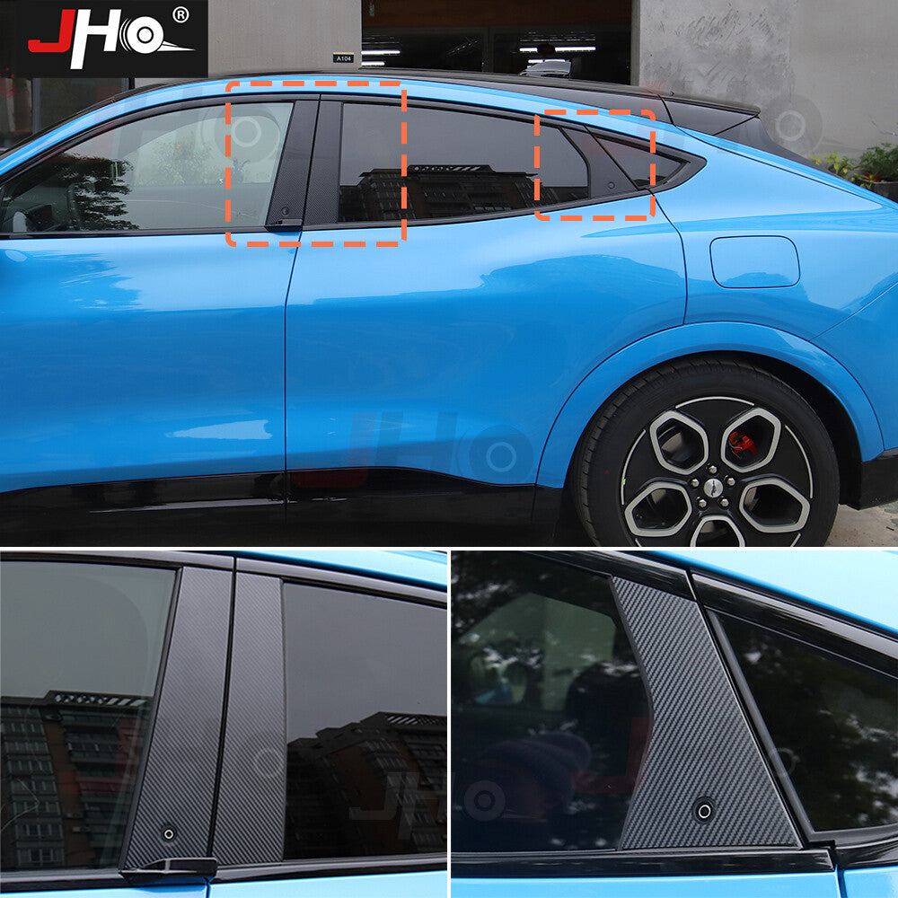 Carbon BC Window Pillar Post Stickers Trim Cover for Mustang Mach E 2021 2022