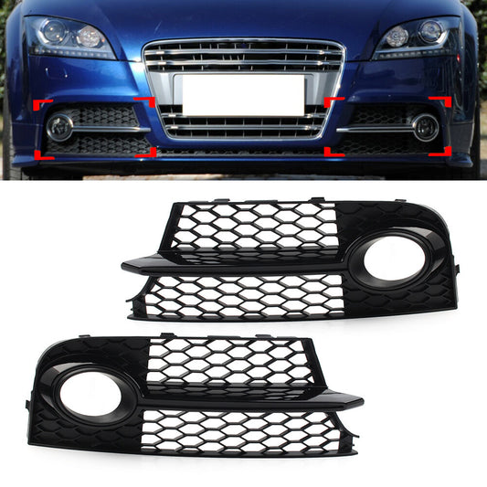 Pair Front Bumper Mesh Fog Light Grille Cover for Audi TT MK2 TTS 2011-14