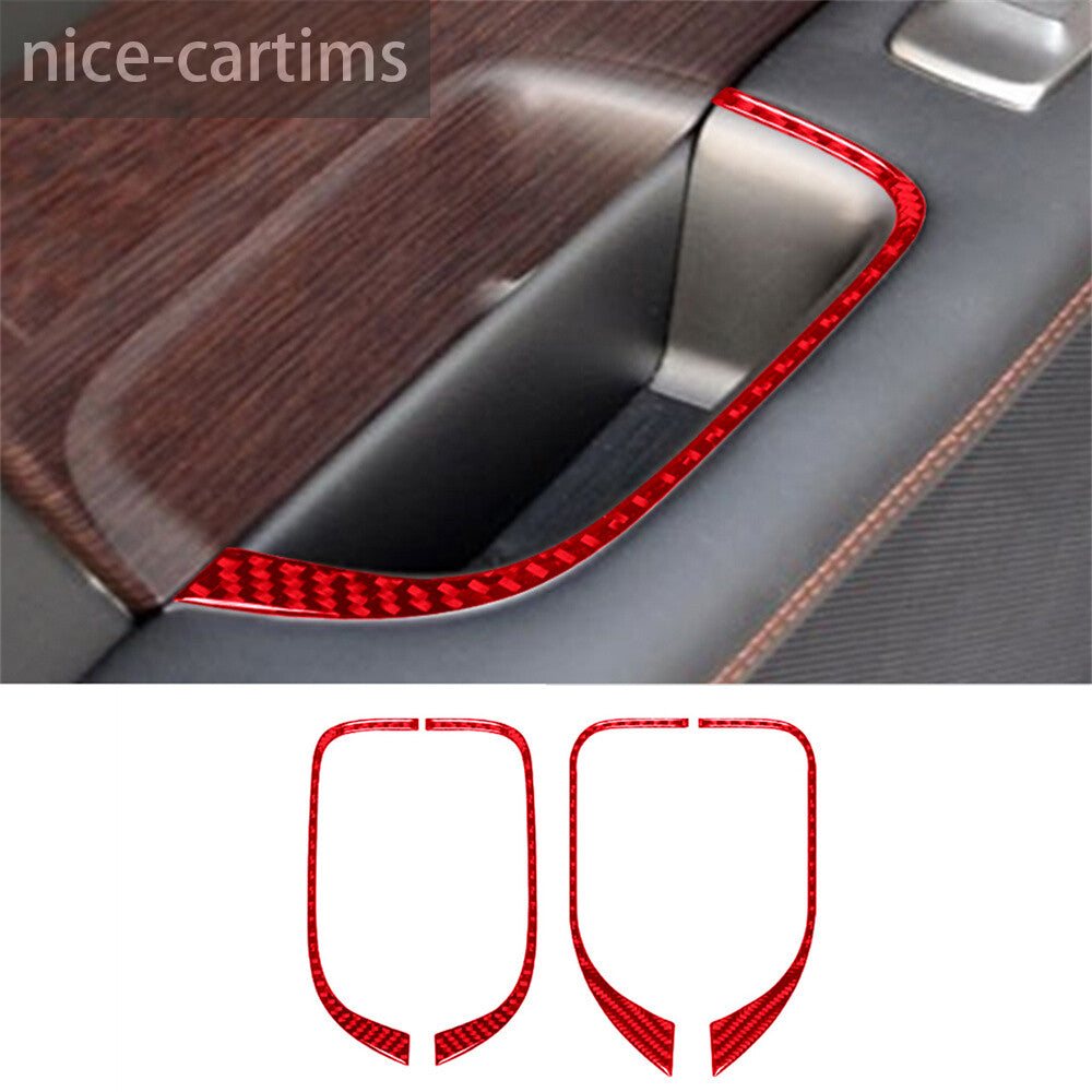 Red Carbon Fiber Inner Door Armrest Storage Box Panel Trim for Jaguar XF 2009-11