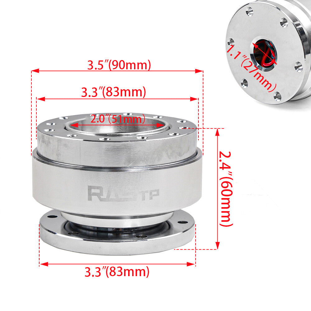 Silver Universal Car Steering Wheel Ball Quick Release Hub Adapter Snap Off Kit