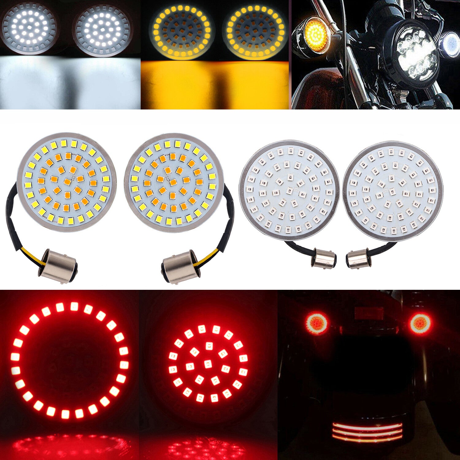4-pack of 1157 LED turn signal running lights suitable for Harley Dyna Softail Touring