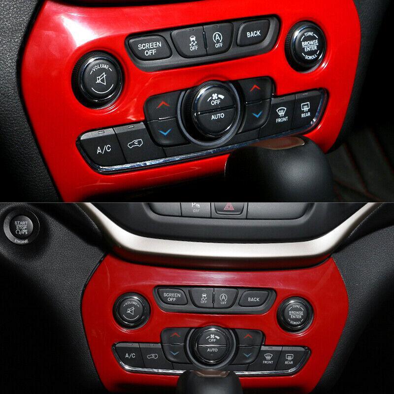 Fit for Jeep Cherokee 2014-2020 Bright Red Console AC Button Control Frame Trim