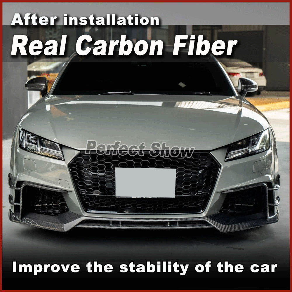 Fit for Audi TT RS MK3 2016-18 REAL Carbon Front Bumper Splitters Fins Lip 4PCS