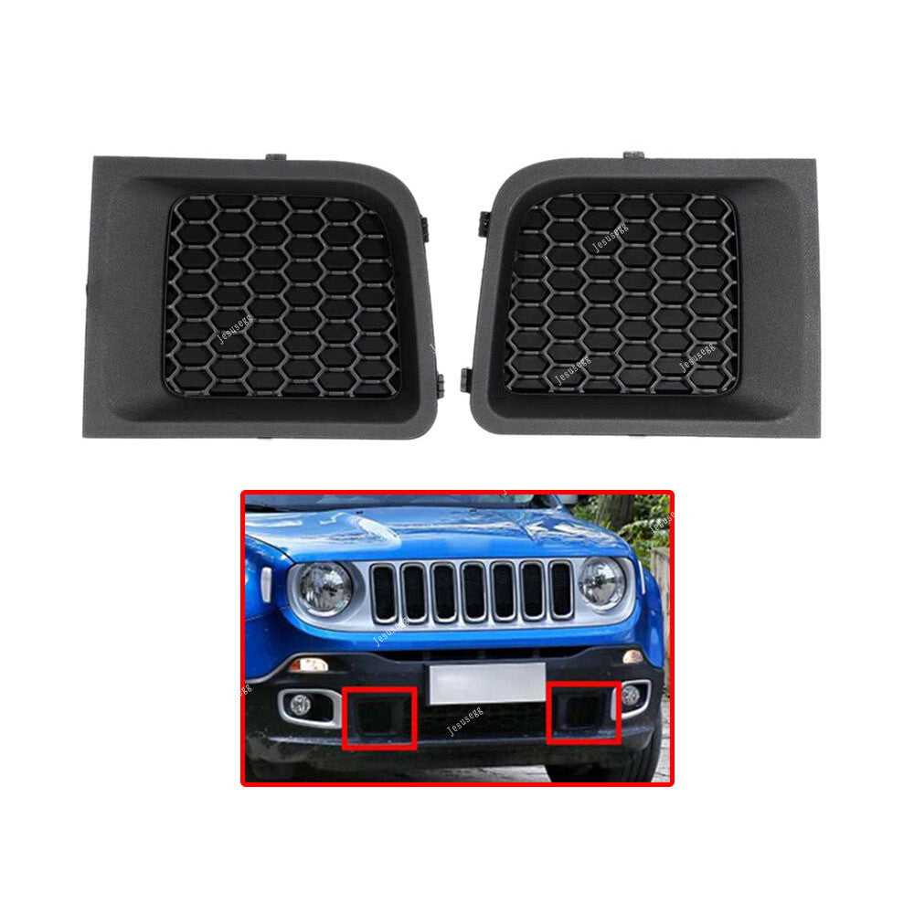 Pair Front Bumper Grille Grill Insert Bezel Covers L+R for Jeep Renegade 2015-17