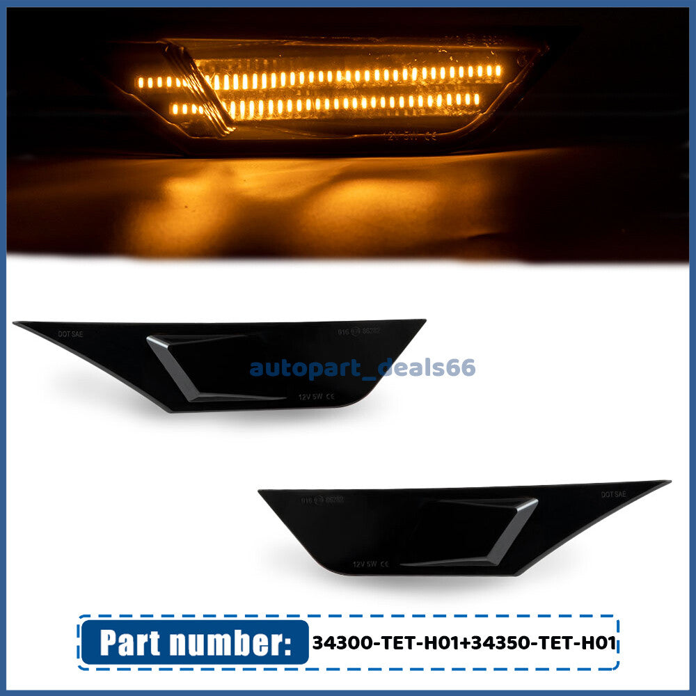 for HONDA for CIVIC 2016-21 SMOKED SIDE MARKER LAMP TURN SIGNAL LIGHT 34300-TET-H01
