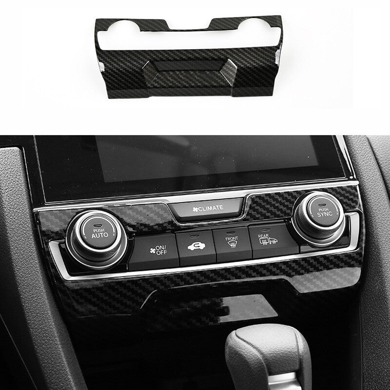 1pcs Carbon Fiber Central Console AC Switch Frame Trim for Honda for Civic 2016-2021