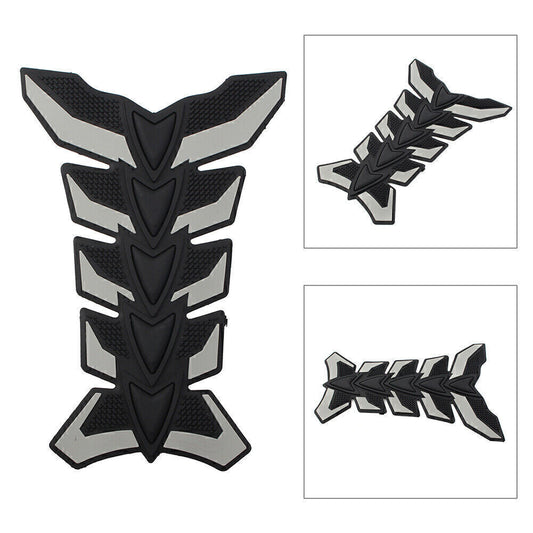 Gas Fuel Oil Tank Pad Fish Bone 3D Decal Sticker Protector Motorcycle Gray